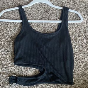 Black cropped cut out top. Size XS